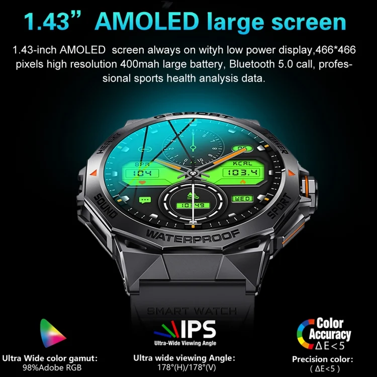 EDA0062878_B2.webp K62 1.43 inch AMOLED Round Screen Smart Watch Supports Bluetooth Calls - Image 3