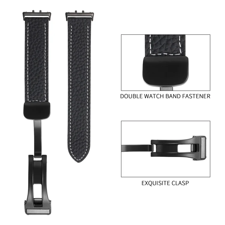 EDA0062933_B2.webp Litchi Texture Magnetic Black Buckle Leather Watch Band - Image 3