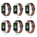 Litchi Texture Magnetic Black Buckle Leather Watch Band - Image 4