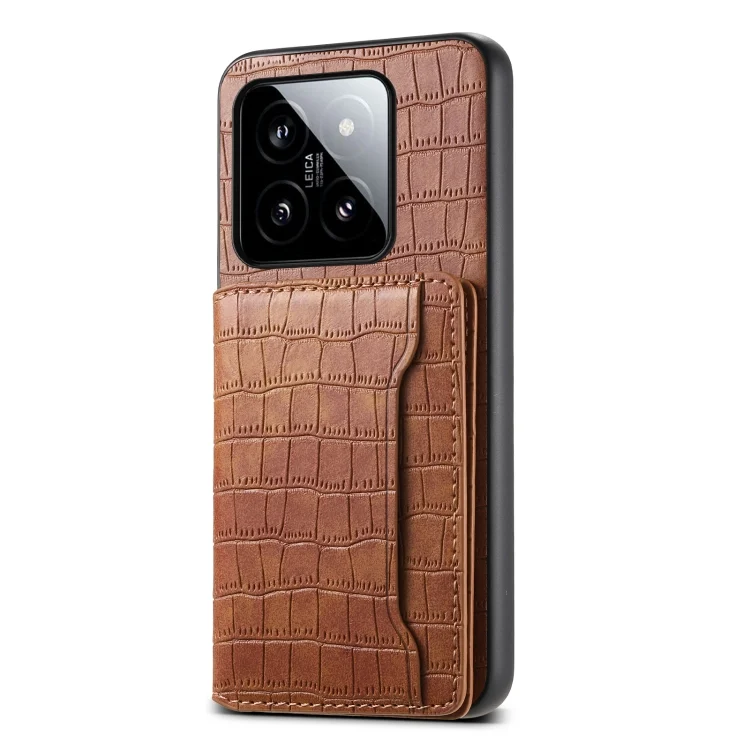 EDA006311702A.webp Crocodile Texture Card Bag Design Full Coverage Phone Case, For Xiaomi 14, For Xiaomi Redmi K60 Ultra/13T/13T Pro, For Xiaomi Redmi 12/Note 12R, For Xiaomi Redmi Note 12 Turbo/Poco F5 - Image 1