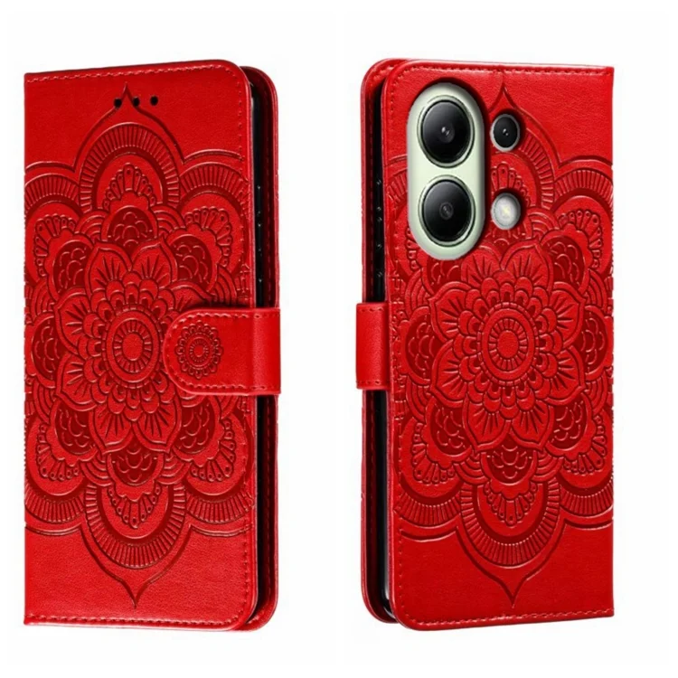 EDA006313605A.webp Sun Mandala Embossing Pattern Phone Leather Case, For Xiaomi Redmi Note 13 4G, For Xiaomi Redmi Note 13R Pro - Image 1