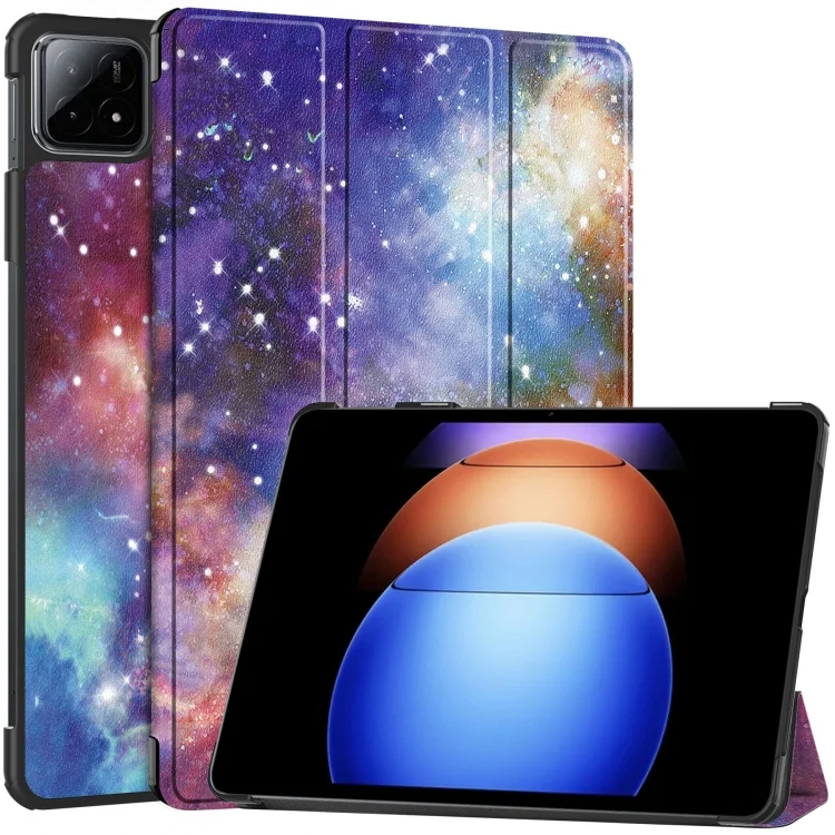 Custer Painted 3-Fold Holder Smart Leather Tablet Case, For Xiaomi Pad 6S Pro