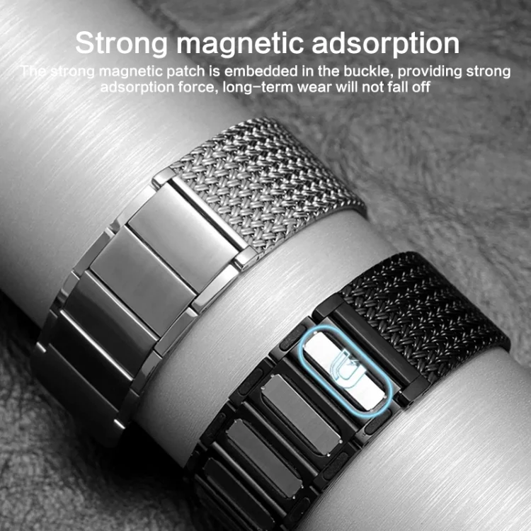 EDA0063341_B2.webp 22mm Magnetic Clasp Braided Chain Stainless Steel Watch Band - Image 3