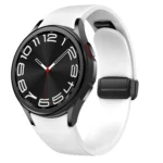 Magnetic Black Buckle Leather Silicone Watch Band