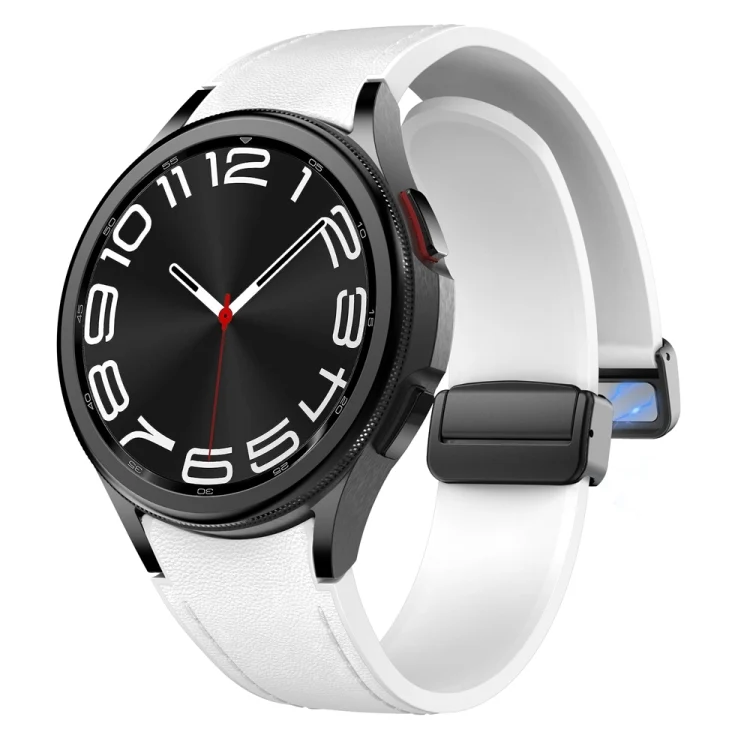 EDA006340901A_2.webp Magnetic Black Buckle Leather Silicone Watch Band - Image 4