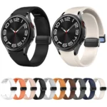 Magnetic Black Buckle Leather Silicone Watch Band - Image 2