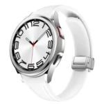 Slim Magnetic Silver Buckle Leather Silicone Watch Band