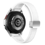 Slim Magnetic Silver Buckle Leather Silicone Watch Band - Image 3