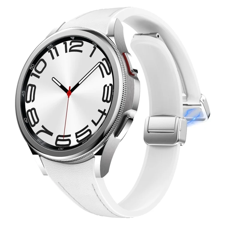 EDA006341001A_2.webp Slim Magnetic Silver Buckle Leather Silicone Watch Band - Image 4