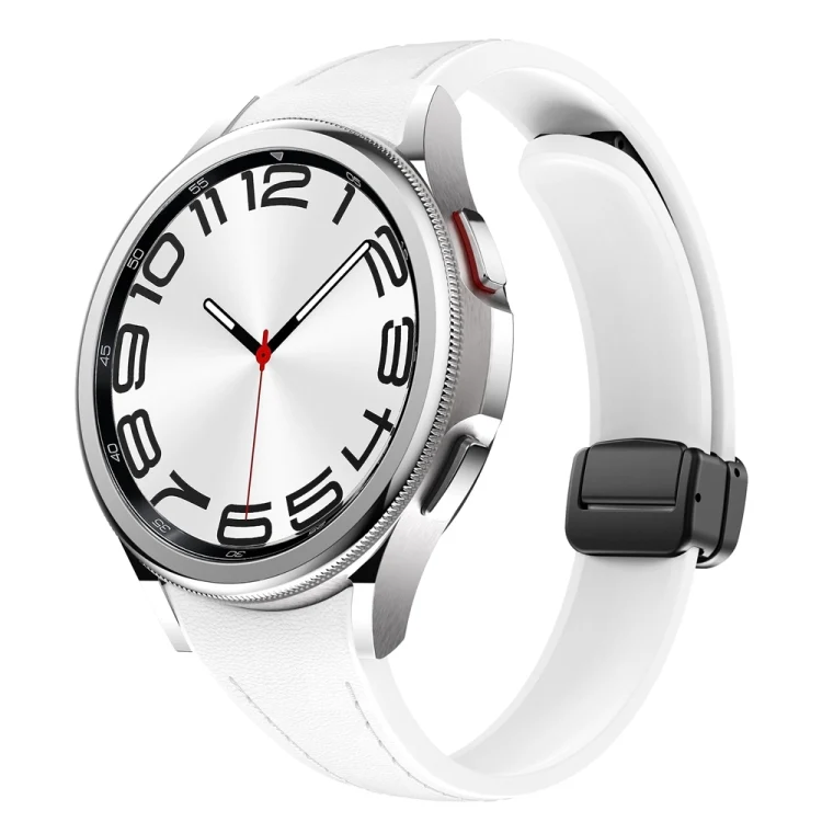 Slim Magnetic Black Buckle Leather Silicone Watch Band