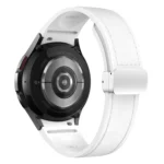 Magnetic Silver Buckle Leather Silicone Watch Band - Image 3