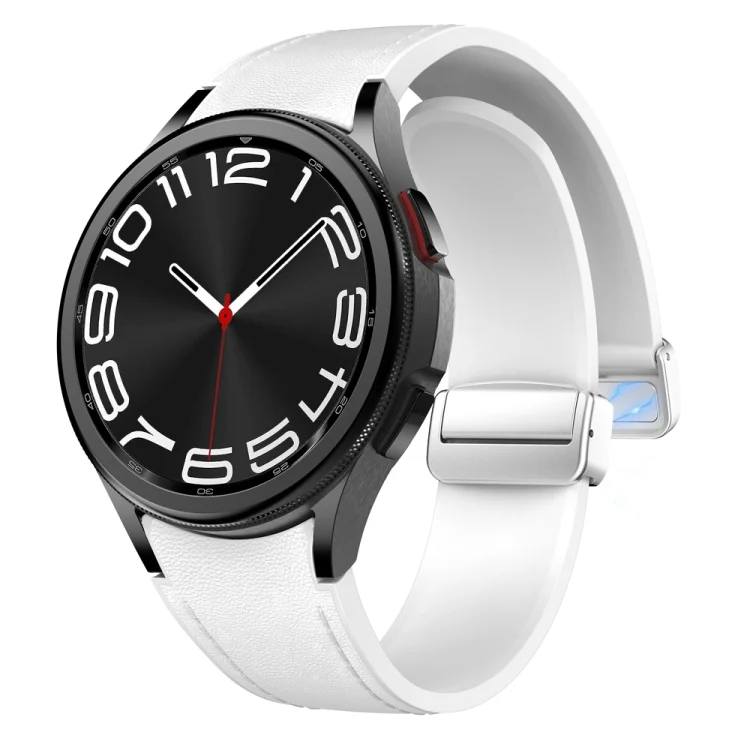 EDA006341501A_2.webp Magnetic Silver Buckle Leather Silicone Watch Band - Image 4