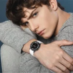 Magnetic Silver Buckle Leather Silicone Watch Band - Image 7