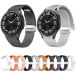 Magnetic Silver Buckle Leather Silicone Watch Band - Image 2