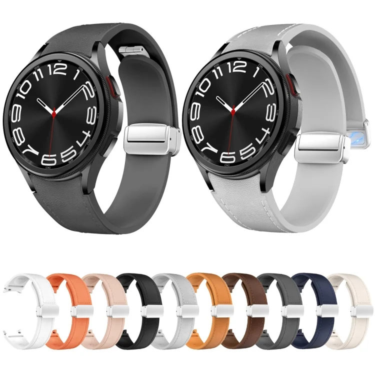 EDA0063415_B1.webp Magnetic Silver Buckle Leather Silicone Watch Band - Image 2