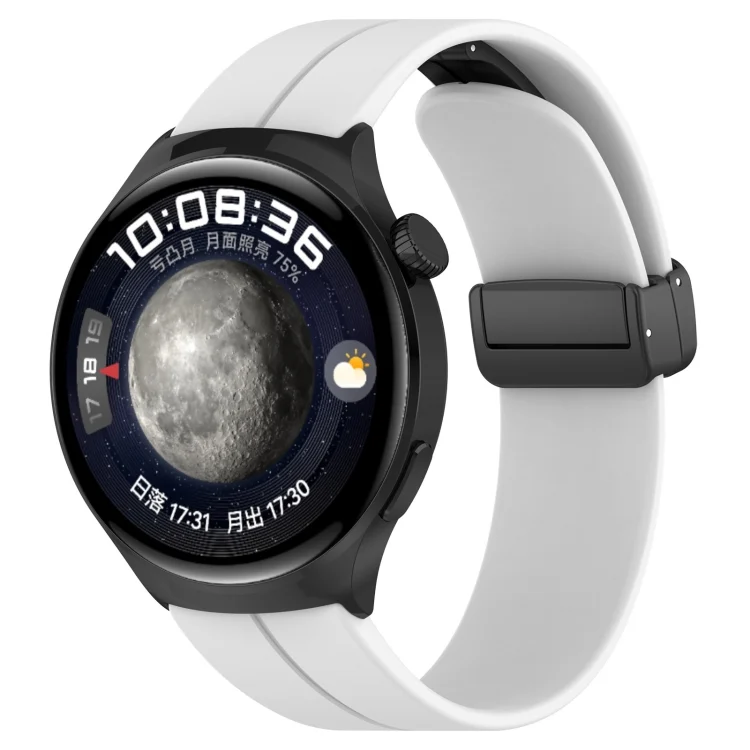 Groove Folding Black Buckle Silicone Watch Band