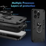 Shockproof Metal Ring Holder Phone Case, For iPhone 16 Pro Max, For iPhone 16 Pro, For iPhone 15 Pro Max, For iPhone 15 Pro, For iPhone 15 Plus, For iPhone 15 - Image 7