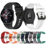 Striped Stainless Steel Buckle Silicone Watch Band - Image 2