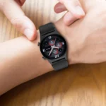 Striped Stainless Steel Buckle Silicone Watch Band - Image 6