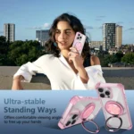 Gold Shield CD Pattern MagSafe Magnetic Phone Case with Rotating Stand, For iPhone 16 Pro Max, For iPhone 16 Pro, For iPhone 16 Plus, For iPhone 16 - Image 8