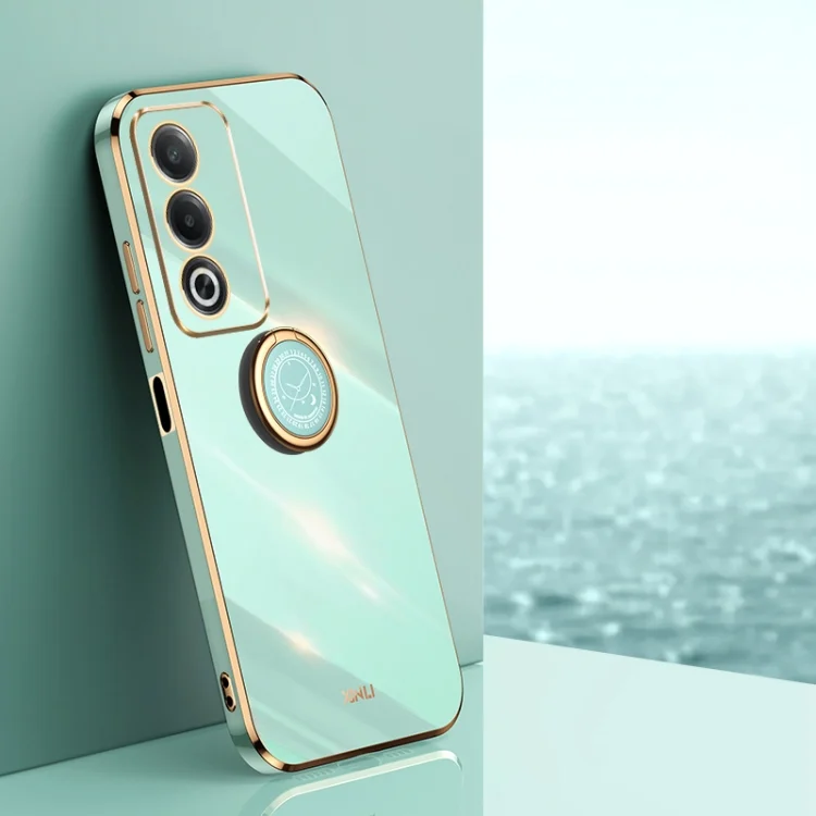 XINLI Straight Edge 6D Electroplate TPU Phone Case with Ring Holder, For OPPO A3 Pro India, For OPPO A60 4G