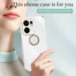 XINLI Straight Edge 6D Electroplate TPU Phone Case with Ring Holder, For OPPO Reno13 F 5G Global, For OPPO A3 5G India - Image 2