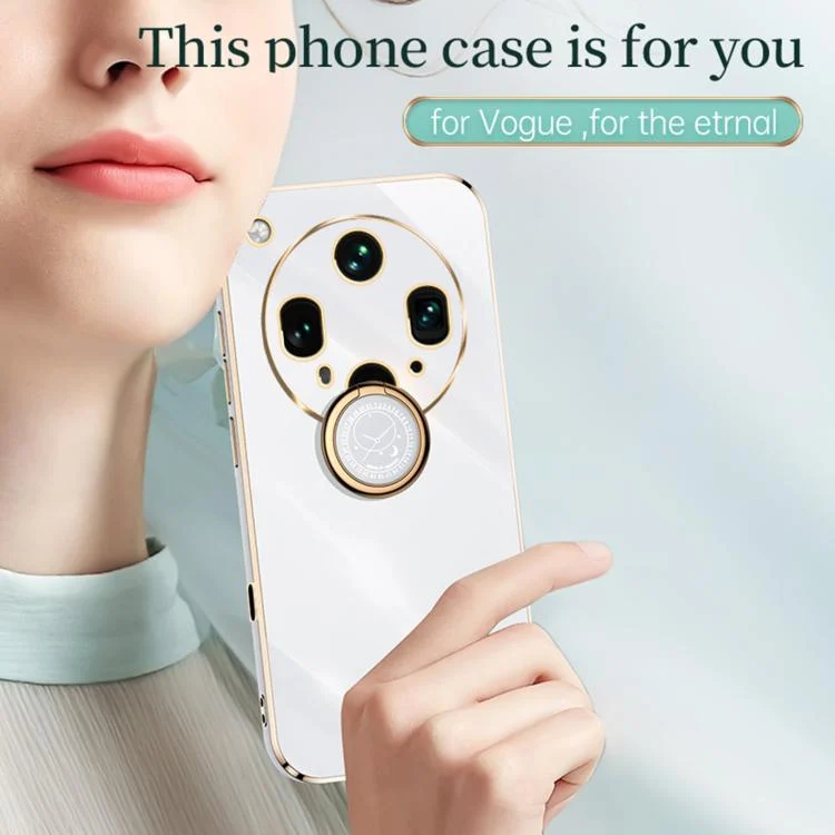 EDA006365111A_1.webp XINLI Straight Edge 6D Electroplate TPU Phone Case with Ring Holder, For OPPO Find X8 Ultra, For OPPO A5 Pro 5G Global - Image 2