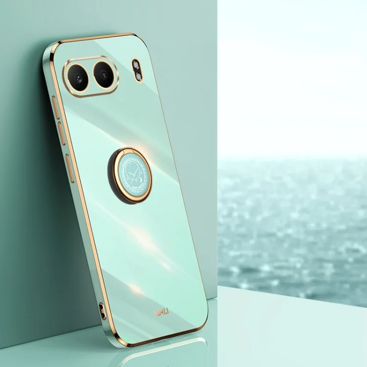 XINLI Straight Edge 6D Electroplate TPU Phone Case with Ring Holder, For OnePlus Nord 4, For OnePlus Ace 3 Pro