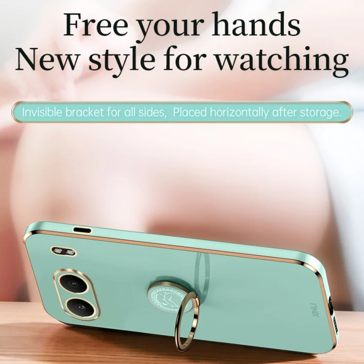 EDA006365502A_3.webp XINLI Straight Edge 6D Electroplate TPU Phone Case with Ring Holder, For OnePlus Nord 4, For OnePlus Ace 3 Pro - Image 4