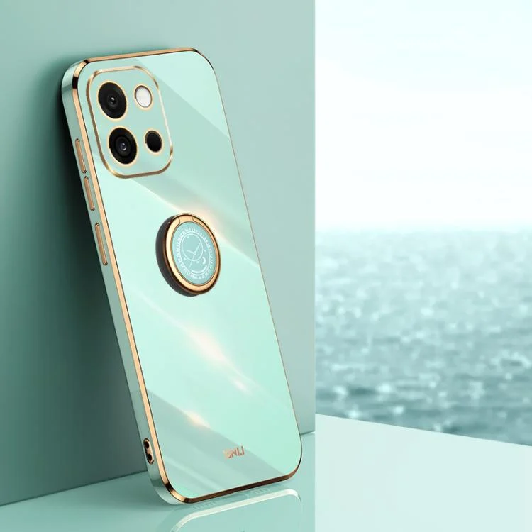 XINLI Straight Edge 6D Electroplate TPU Phone Case with Ring Holder, For OnePlus 13T, For OnePlus 13