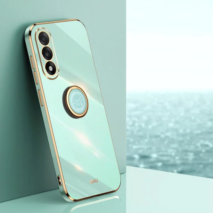 XINLI Straight Edge 6D Electroplate TPU Phone Case with Ring Holder, For OnePlus Ace 5 Ultra, For OnePlus Ace 5 Racing