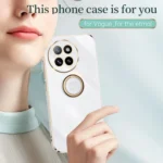 XINLI Straight Edge 6D Electroplate TPU Phone Case with Ring Holder, For Xiaomi Civi 4 Pro, For Xiaomi Redmi A3 - Image 2