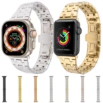 Double T Stainless Steel Watch Band, For Apple Watch SE 2022 44mm, For Apple Watch Series 7 41mm - Image 6