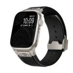 Vertical Texture Titanium Buckle Elastic Silicone Watch Band, For Apple Watch Series 7 45mm, For Apple Watch SE 44mm, For Apple Watch Series 6 44mm, For Apple Watch Series 5 44mm