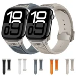 Vertical Texture Titanium Buckle Elastic Silicone Watch Band, For Apple Watch Series 10 46mm, For Apple Watch Series 10 42mm, For Apple Watch SE 2023 44mm, For Apple Watch Ultra 2 49mm - Image 2