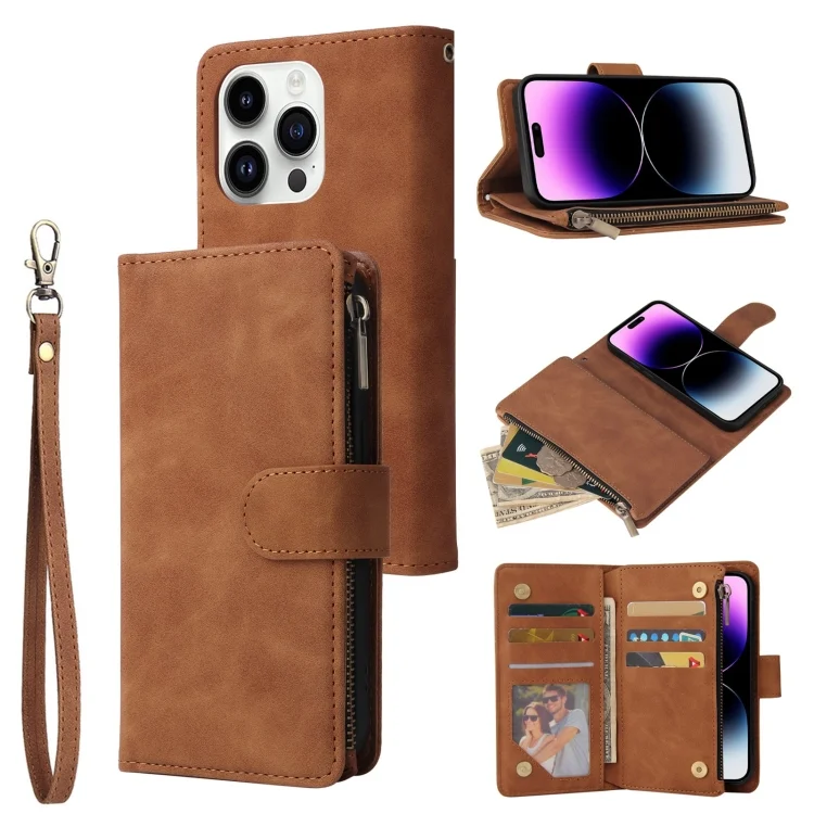 Multifunctional Multi-Card Wallet Phone Leather Case, For iPhone 15 Pro Max, For iPhone 15 Pro, For iPhone 15 Plus, For iPhone 15
