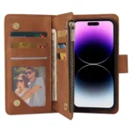 Multifunctional Multi-Card Wallet Phone Leather Case, For iPhone 15 Pro Max, For iPhone 15 Pro, For iPhone 15 Plus, For iPhone 15 - Image 4