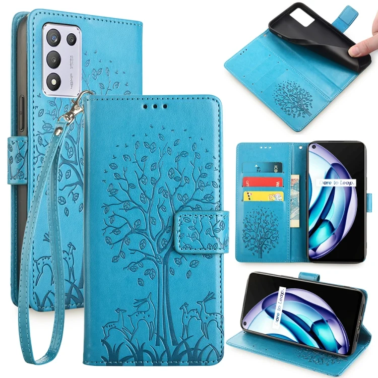 Tree & Deer Embossed Leather Phone Case, For OPPO K9S, For OPPO A8 / A31 2020