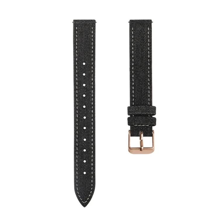 14mm Linen Fabric Leather Watch Band
