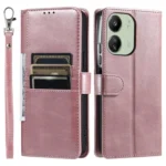 Simple 6-Card Wallet Leather Phone Case, For Xiaomi Redmi 13C 4G/5G, For Xiaomi Poco C65 - Image 4