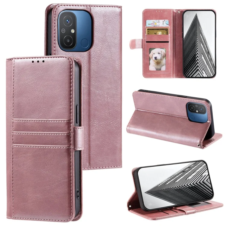 Simple 6-Card Wallet Leather Phone Case, For Xiaomi Poco C55, For Xiaomi Redmi Note 12 Pro 5G