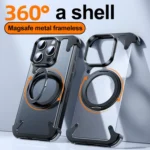 360 Degree Rotation MagSafe Stand Metal Phone Case, For iPhone 15 Pro Max, For iPhone 15 Pro - Image 2