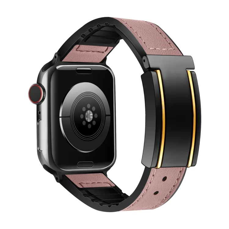 Trapezoid Fold Magnetic Buckle Silicone PU Watch Band, For Apple Watch Series 2 42mm, For Apple Watch Series 2 38mm, For Apple Watch 42mm, For Apple Watch 38mm