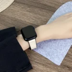 Trapezoid Fold Magnetic Buckle Silicone PU Watch Band, For Apple Watch Series 8 41mm, For Apple Watch Series 8 45mm, For Apple Watch SE 2022 40mm, For Apple Watch SE 2022 44mm - Image 7