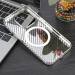 6D Plated Carbon Fiber Clear Magsafe PC Phone Case, For iPhone 16 Pro Max, For iPhone 16 Pro, For iPhone 16 Plus, For iPhone 16 - Image 2