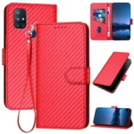 YX0070 Carbon Fiber Buckle Leather Phone Case with Lanyard, For OnePlus Nord N10 5G, For OnePlus Nord N100 4G