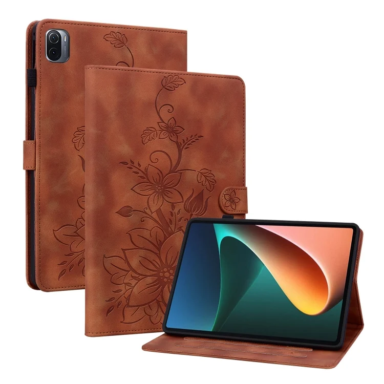 Lily Embossed Leather Smart Tablet Case, For Xiaomi Pad 5 / Pad 5 Pro