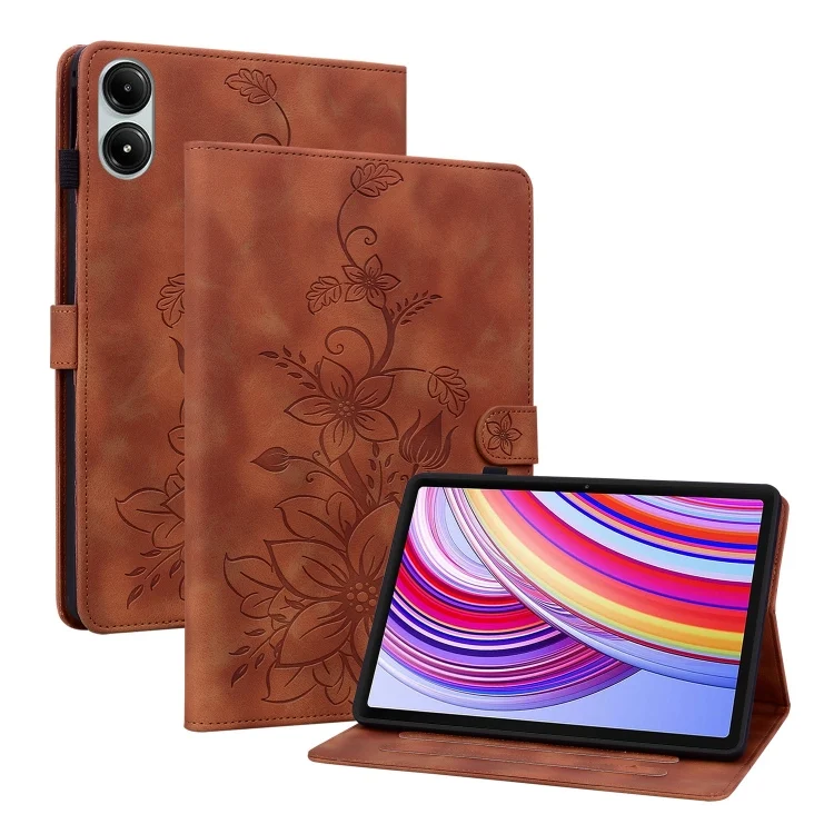 Lily Embossed Leather Tablet Case, For Xiaomi Redmi Pad Pro 12.1, For Xiaomi Redmi Pad SE