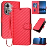YX0070 Carbon Fiber Buckle Leather Phone Case with Lanyard, For OPPO Reno11 Global, For OPPO Reno11 Pro Global
