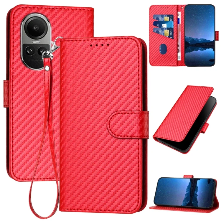 EDA006509503A.webp YX0070 Carbon Fiber Buckle Leather Phone Case with Lanyard, For OPPO Reno10 5G / Reno10 Pro 5G Global, For OPPO A78 4G - Image 1